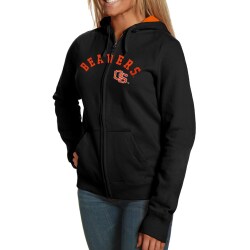 unknown Oregon State Beavers Ladies Black Arched Felt Full Zip Hoody Sweatshirt