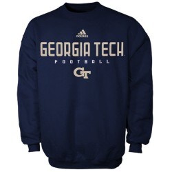 unknown adidas Georgia Tech Yellow Jackets Navy Blue Sideline Crew Sweatshirt