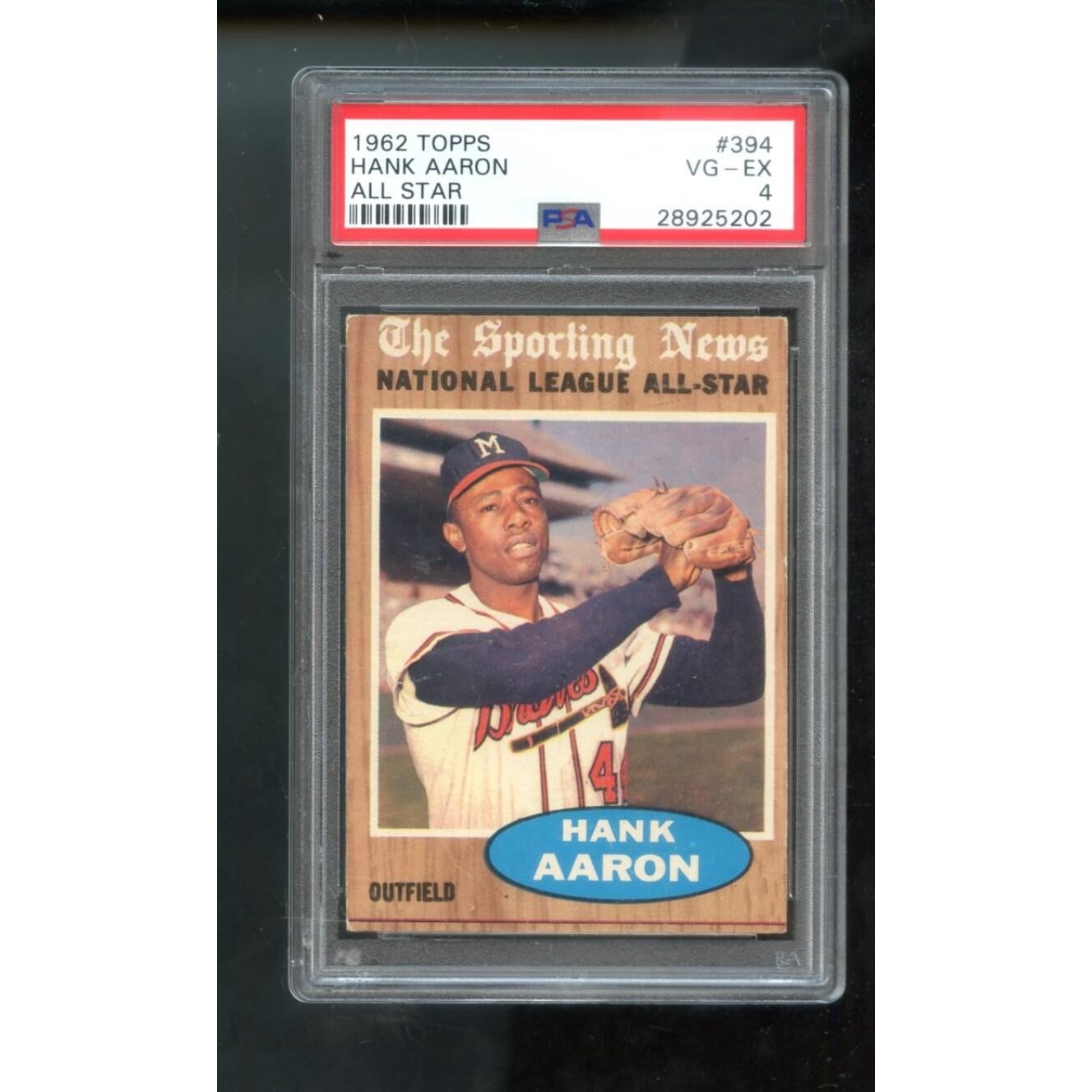 1962 Topps #394 Hank Aaron All-Star PSA 4 Graded Baseball Card The 