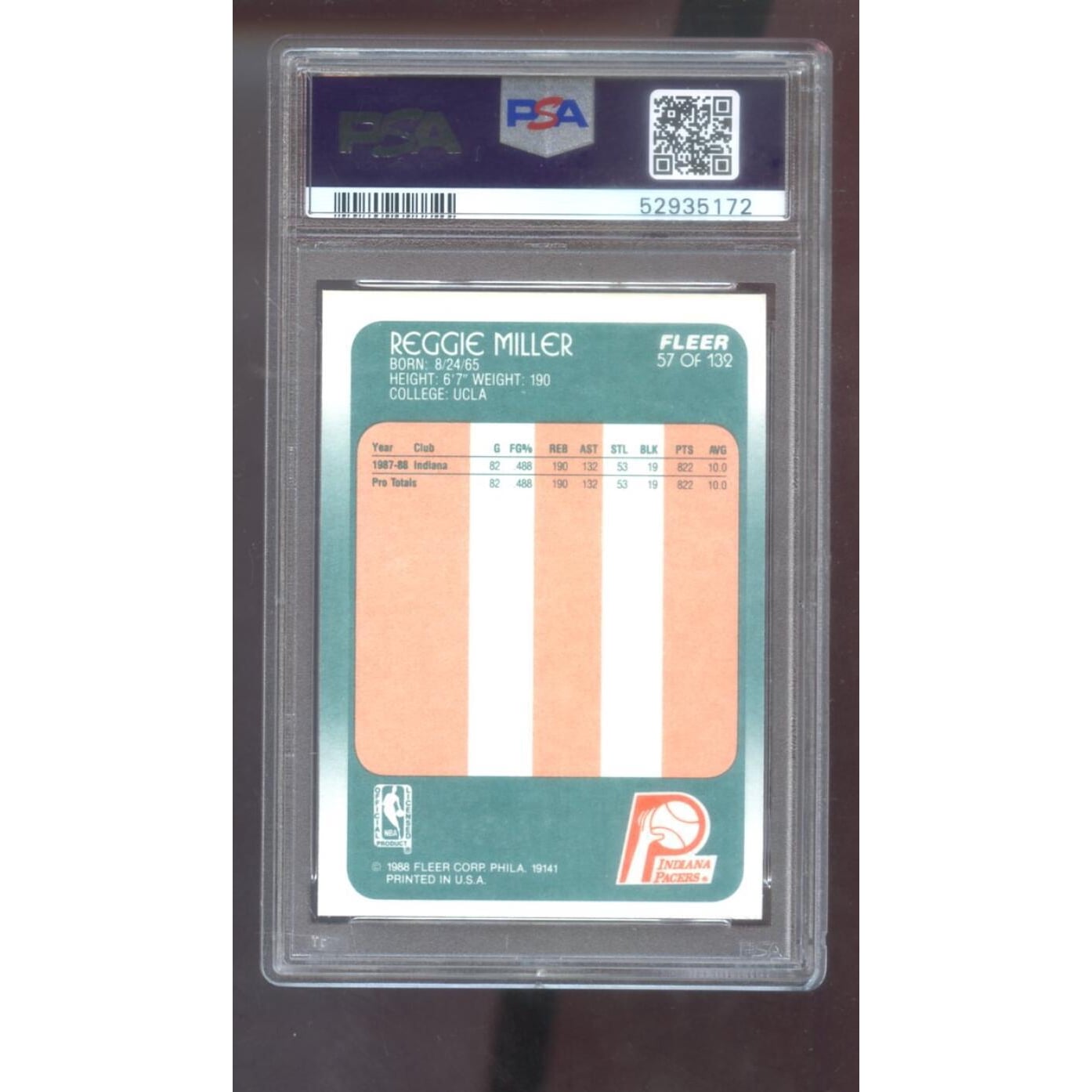 1988-89 FLEER #57 REGGIE MILLER RC PSA NM-MINT 8 フリアー レジー 