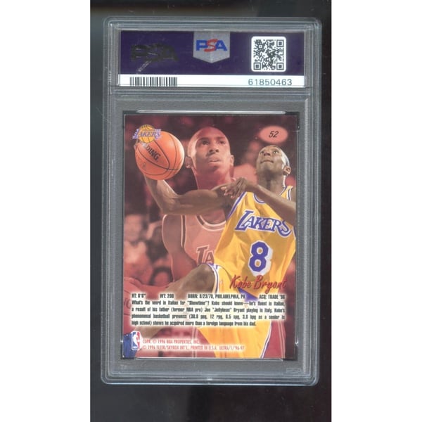 1996-97 Fleer Ultra #52 Kobe Bryant ROOKIE RC PSA 9 Graded Card 