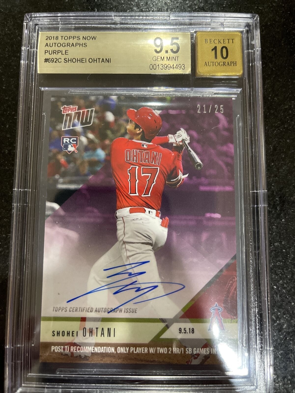 2018 topps now SHOHEI OHTANI 692C Auto /25 BGS 9.5 SSSP POP LOW 