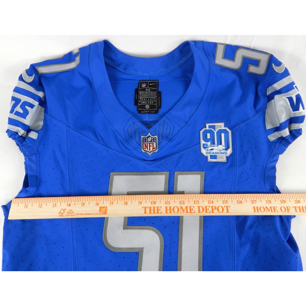 2023 Detroit Lions Bobby Hart #51 Game Issued Blue Jersey 90 Seasons ...