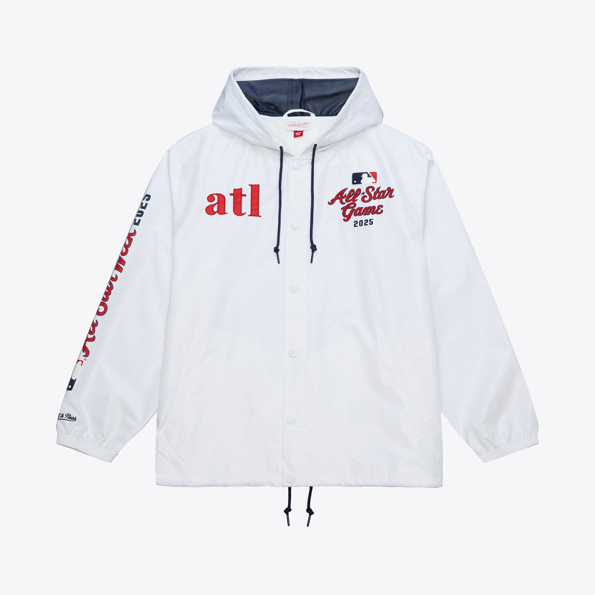 2025 MLB All-Star Game White Coaches Full-Snap Hooded Windbreaker 