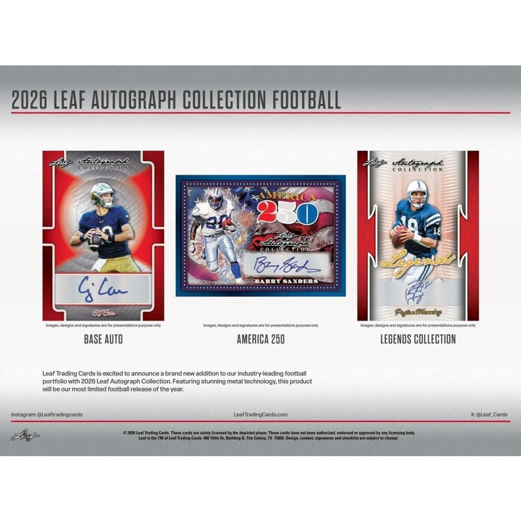 2026 Leaf Autograph Collection Football Hobby Jumbo Box