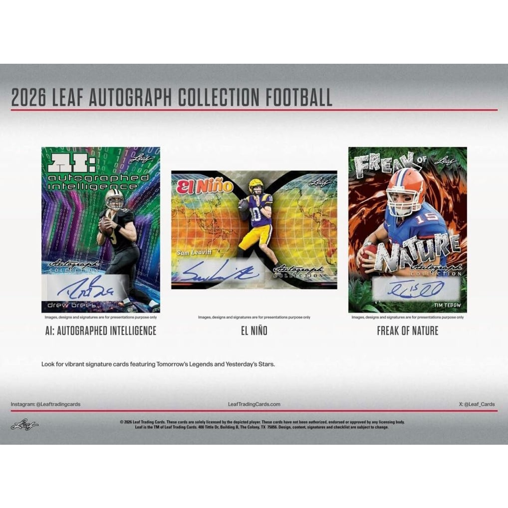 2026 Leaf Autograph Collection Football Hobby Jumbo Box