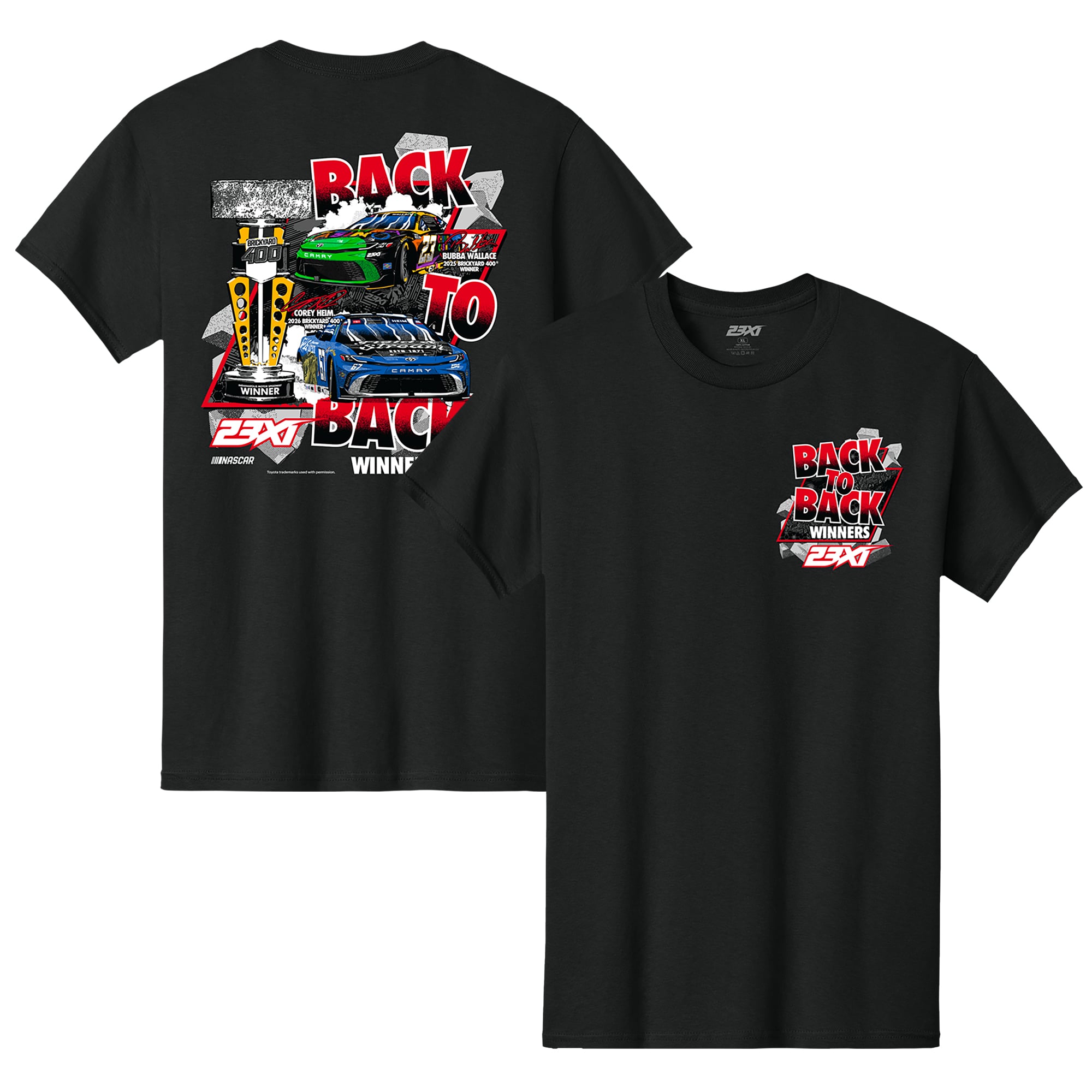 Men's Classic Ink Black 23XI Racing Brickyard 400 Back-To-Back Winners T-Shirt