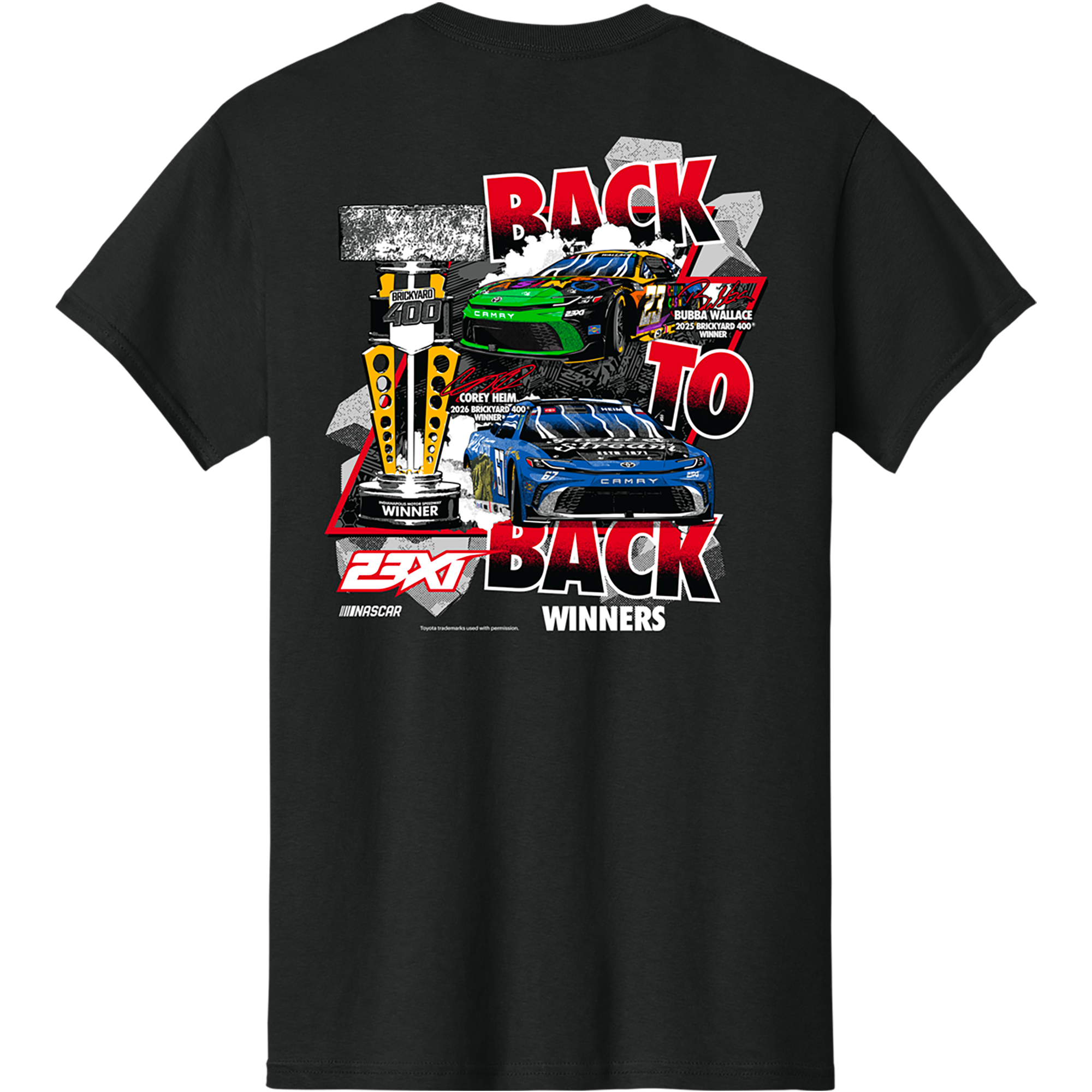 Men's Classic Ink Black 23XI Racing Brickyard 400 Back-To-Back Winners T-Shirt