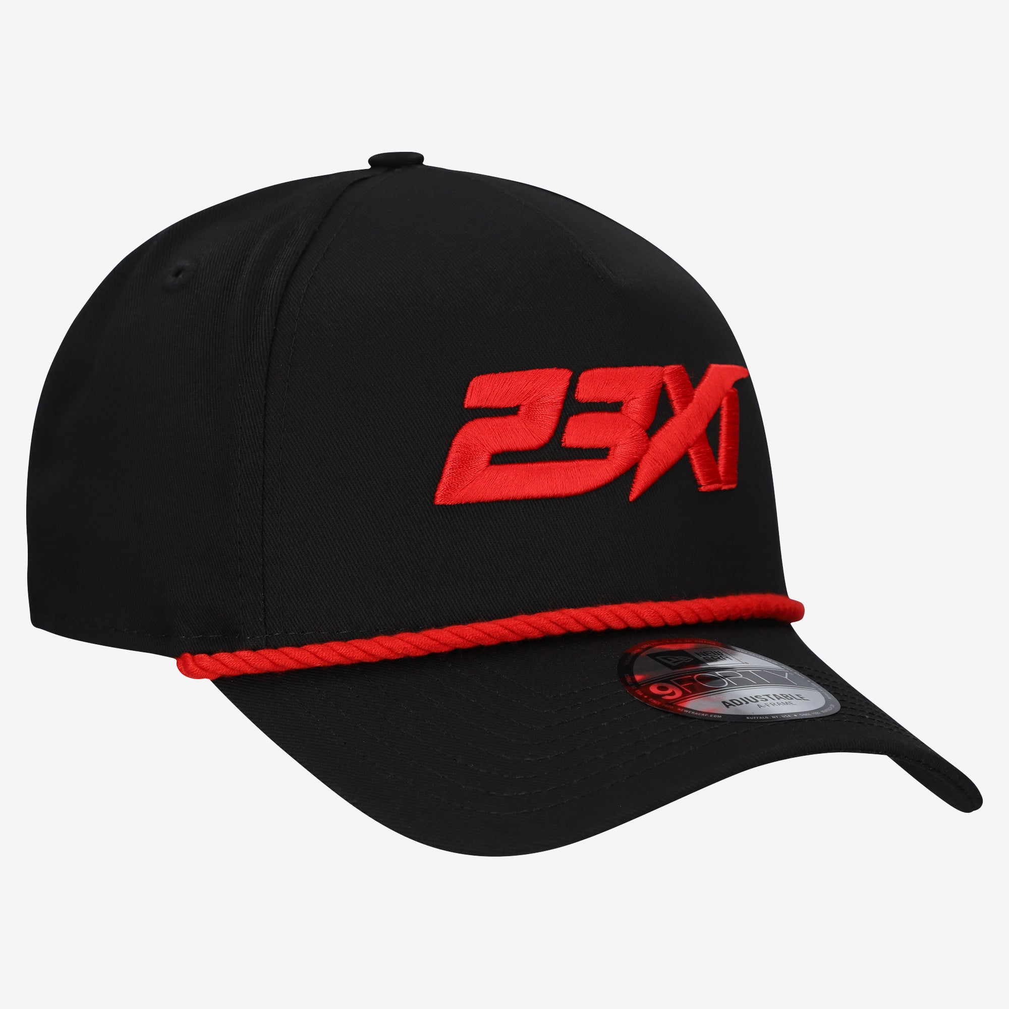 Men's New Era Black 23XI Racing Rope A-Frame 9FORTY Adjustable Hat