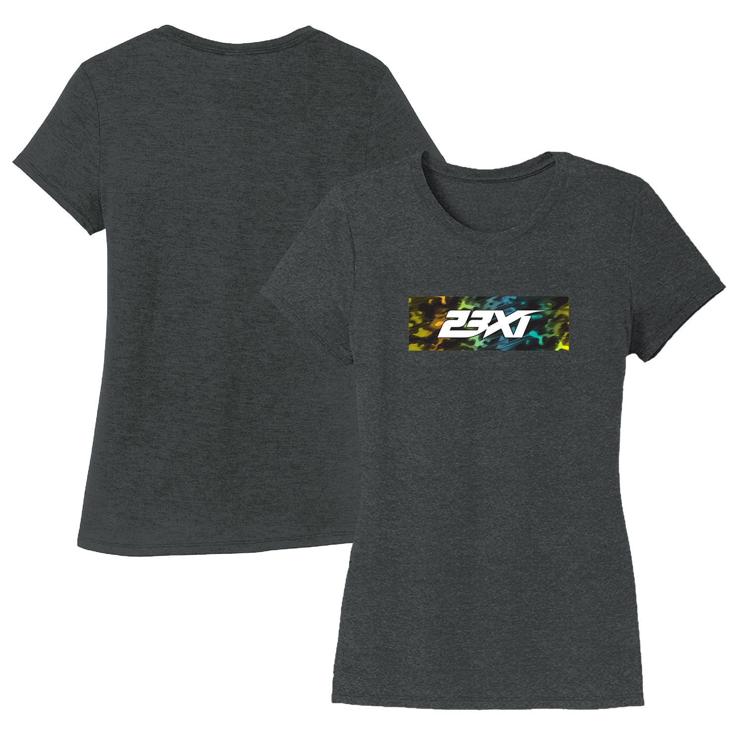 T-shirt d'été camouflage noir 23XI Racing pour femme, en mélange de trois matières.