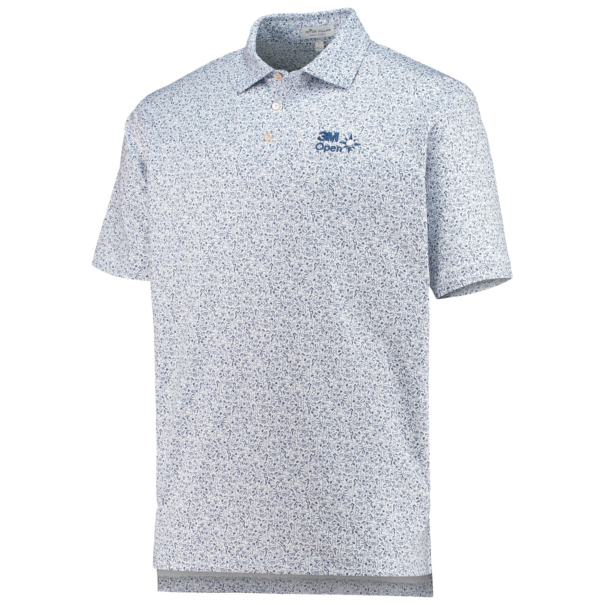 Men's Peter Millar White 3M Open Game Day Performance Jersey Polo