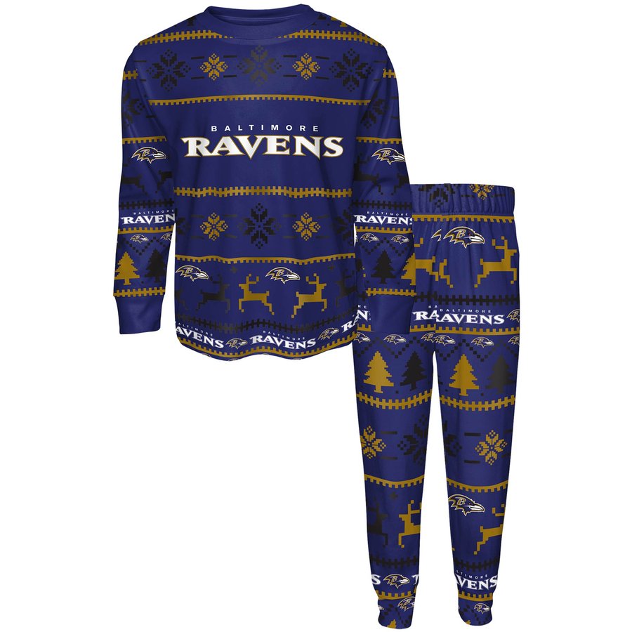 Youth Purple Baltimore Ravens Wordmark Pajama Sleep Set