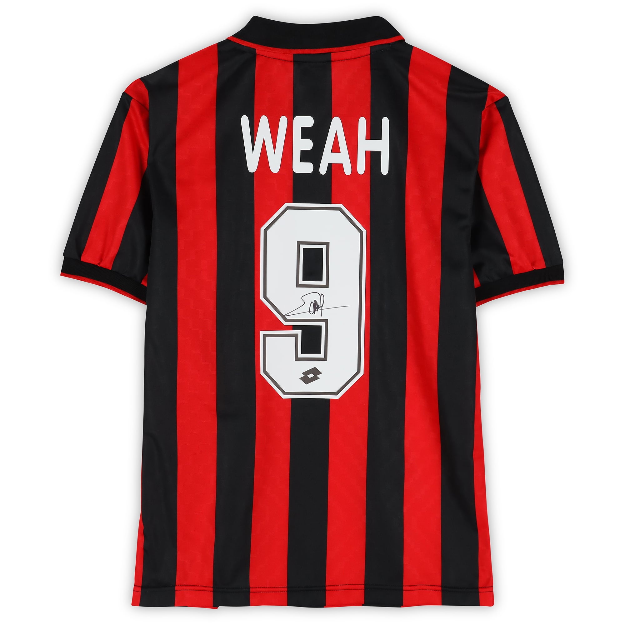 George Weah AC Milan Autographed 1996 Red/Black Home Jersey  - Icons