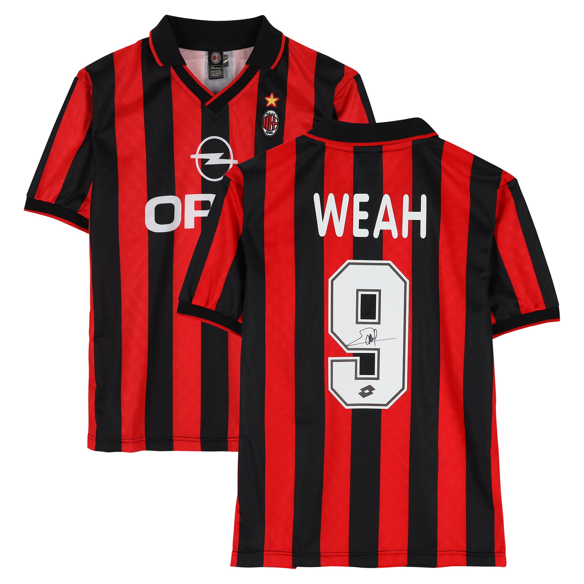 George Weah AC Milan Autographed 1996 Red/Black Home Jersey  - Icons