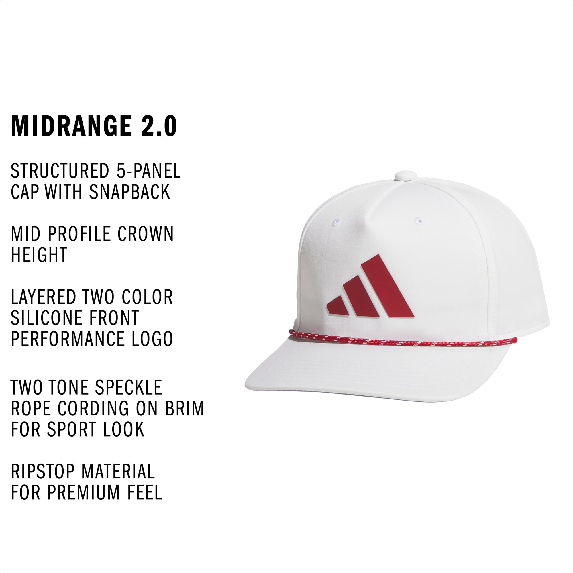 Casquette snapback adidas Midrange 2.0 blanche pour homme