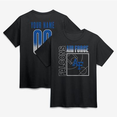 Air Force Falcons  Home Court Pop Personalized Any Name & Number T-Shirt - Black
