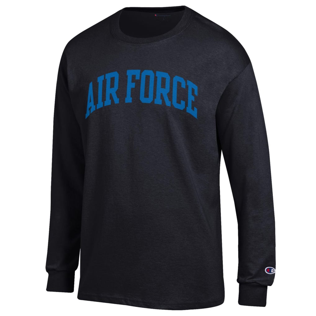 Basic Football Design Men's Champion Black Air Force Falcons Basic Arch Long Sleeve T-Shirt