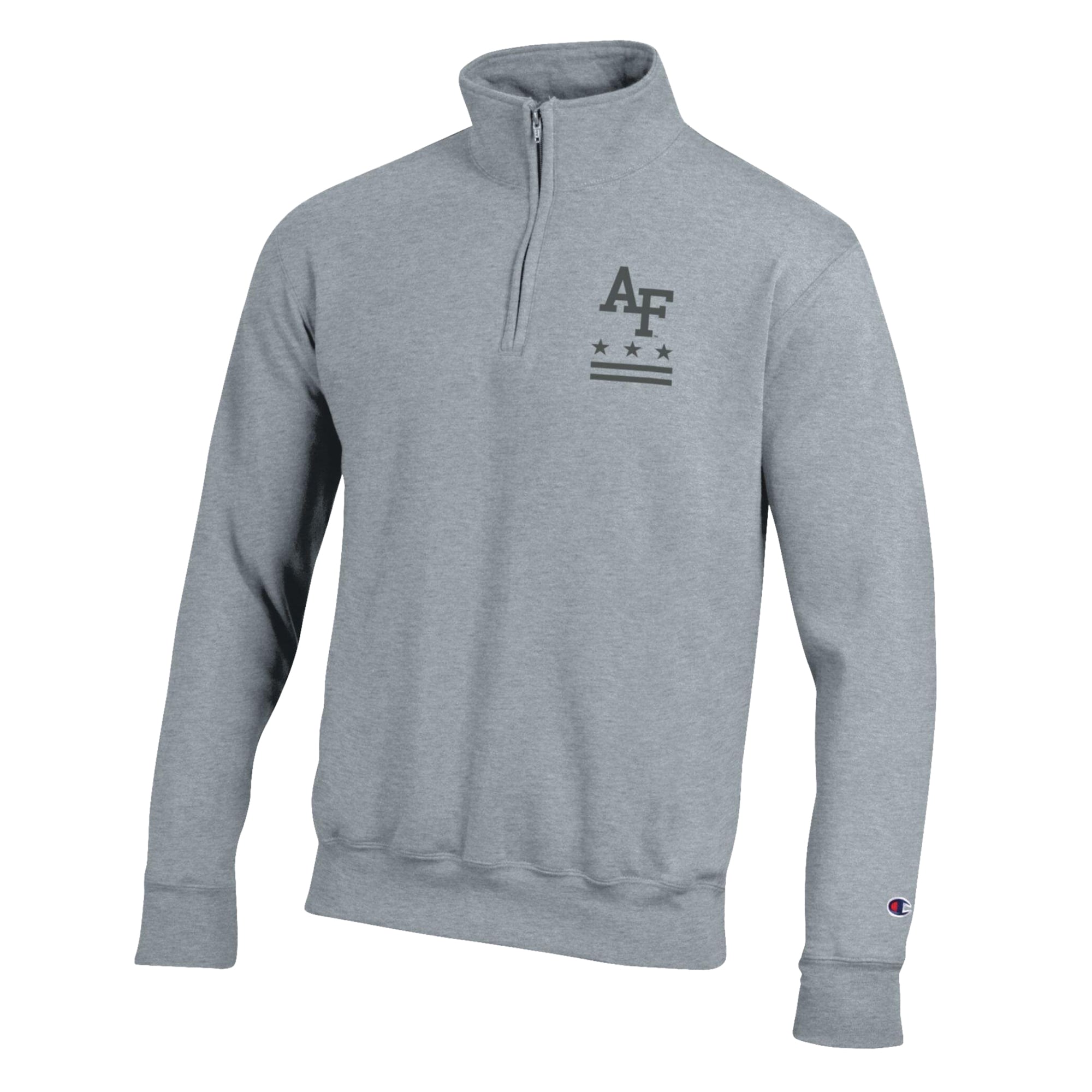 Men's Champion  Gray Air Force Falcons Operation Hat Trick Flag Powerblend Fleece Quarter-Zip Pullover