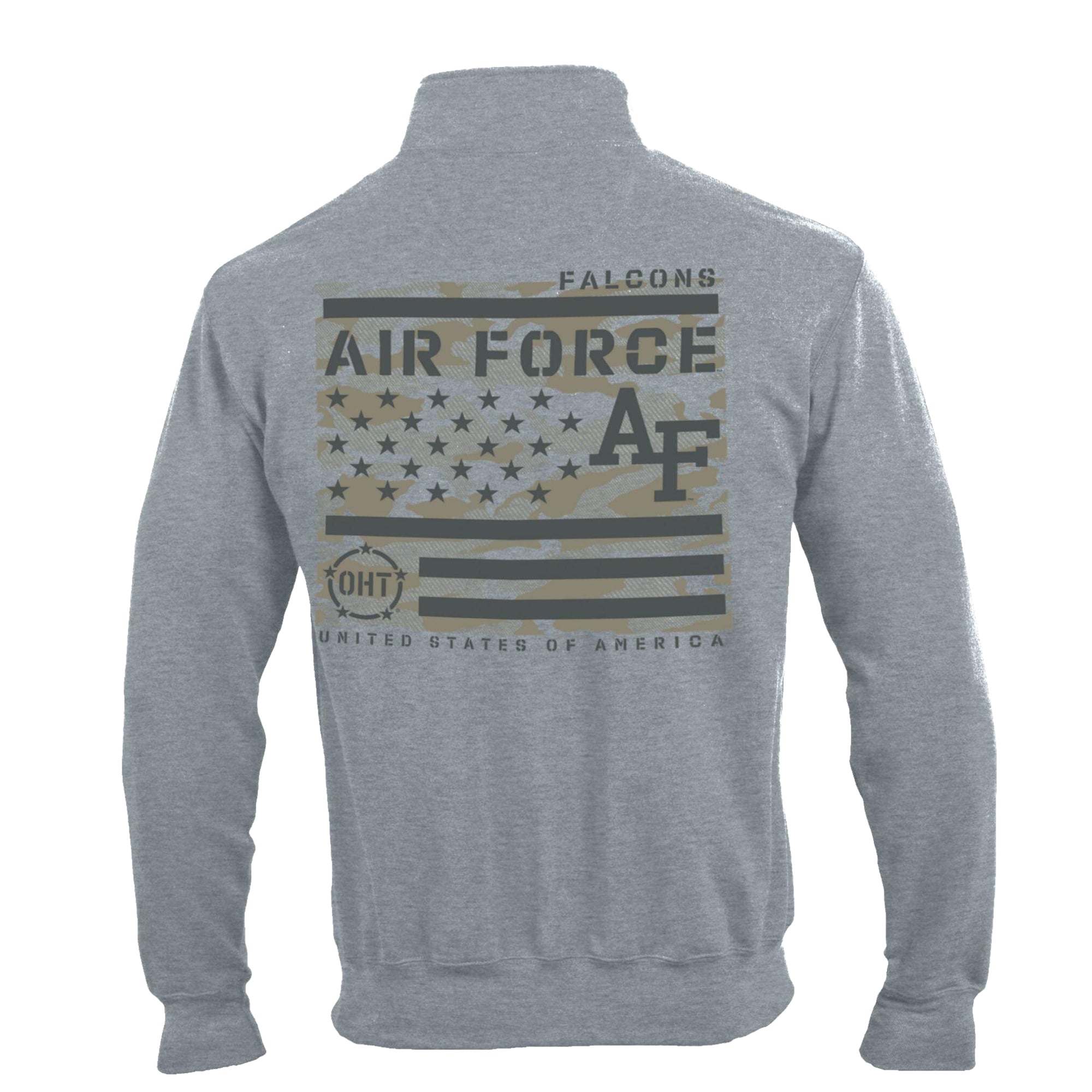 Men's Champion  Gray Air Force Falcons Operation Hat Trick Flag Powerblend Fleece Quarter-Zip Pullover