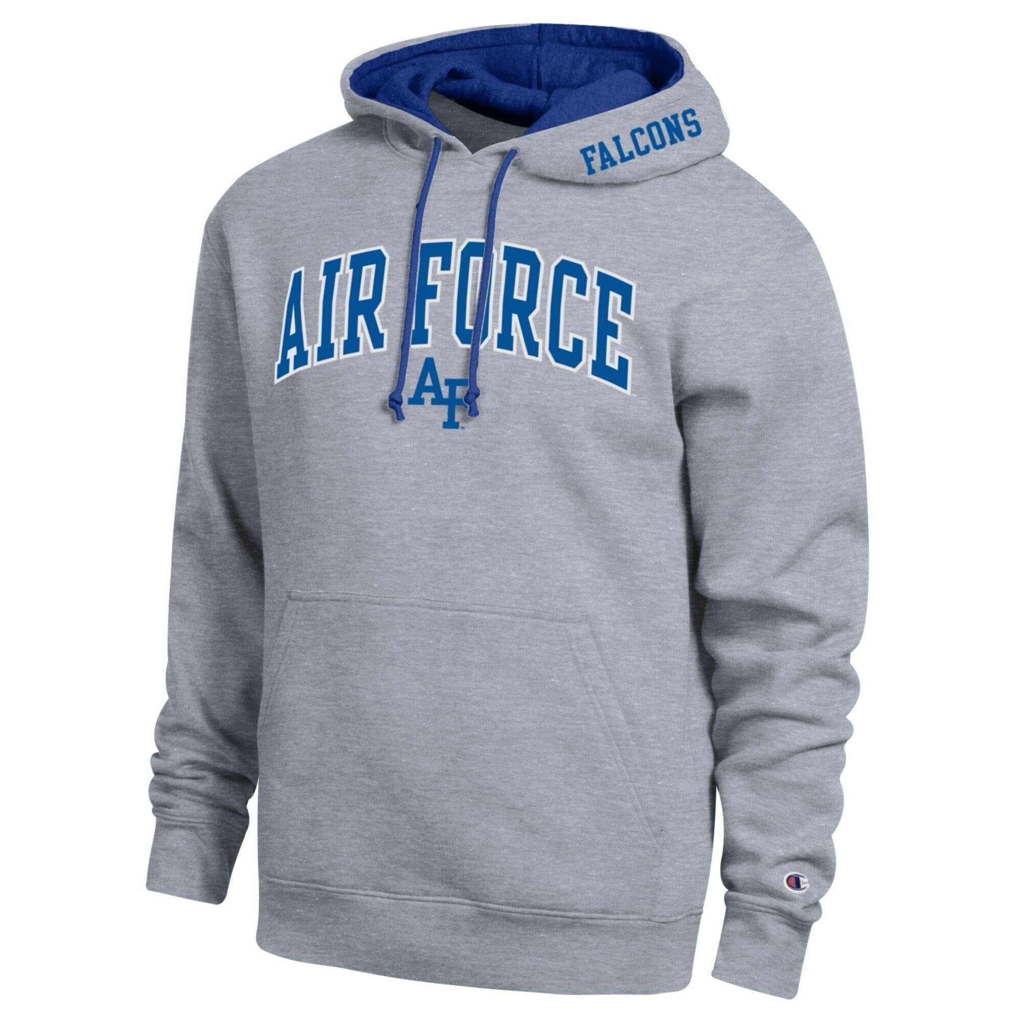 Sweat à capuche Champion pour homme, gris chiné, Air Force Falcons, Arch Tackle Twill