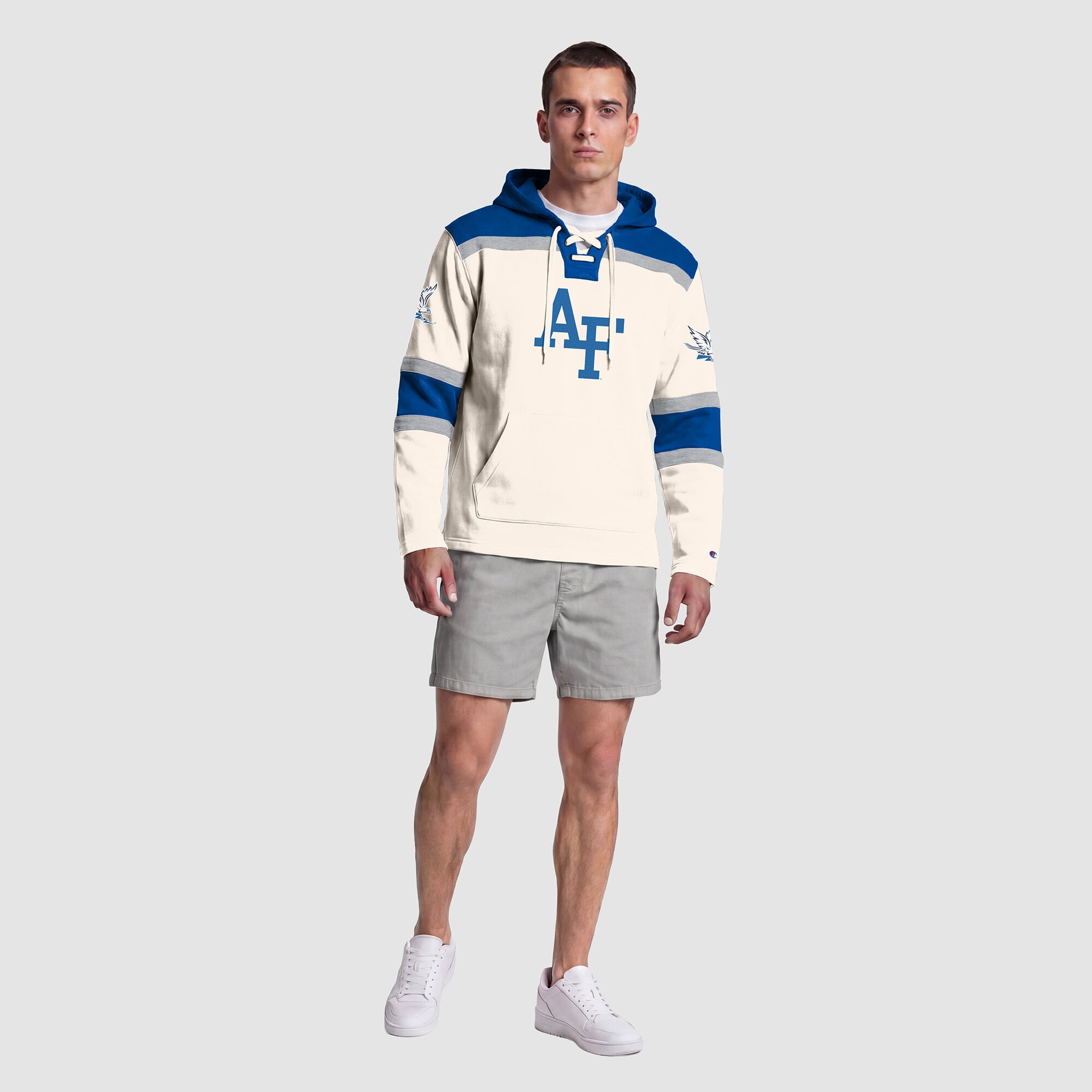 Sweat à capuche en polaire Champion White Air Force Falcons Lacer pour homme
