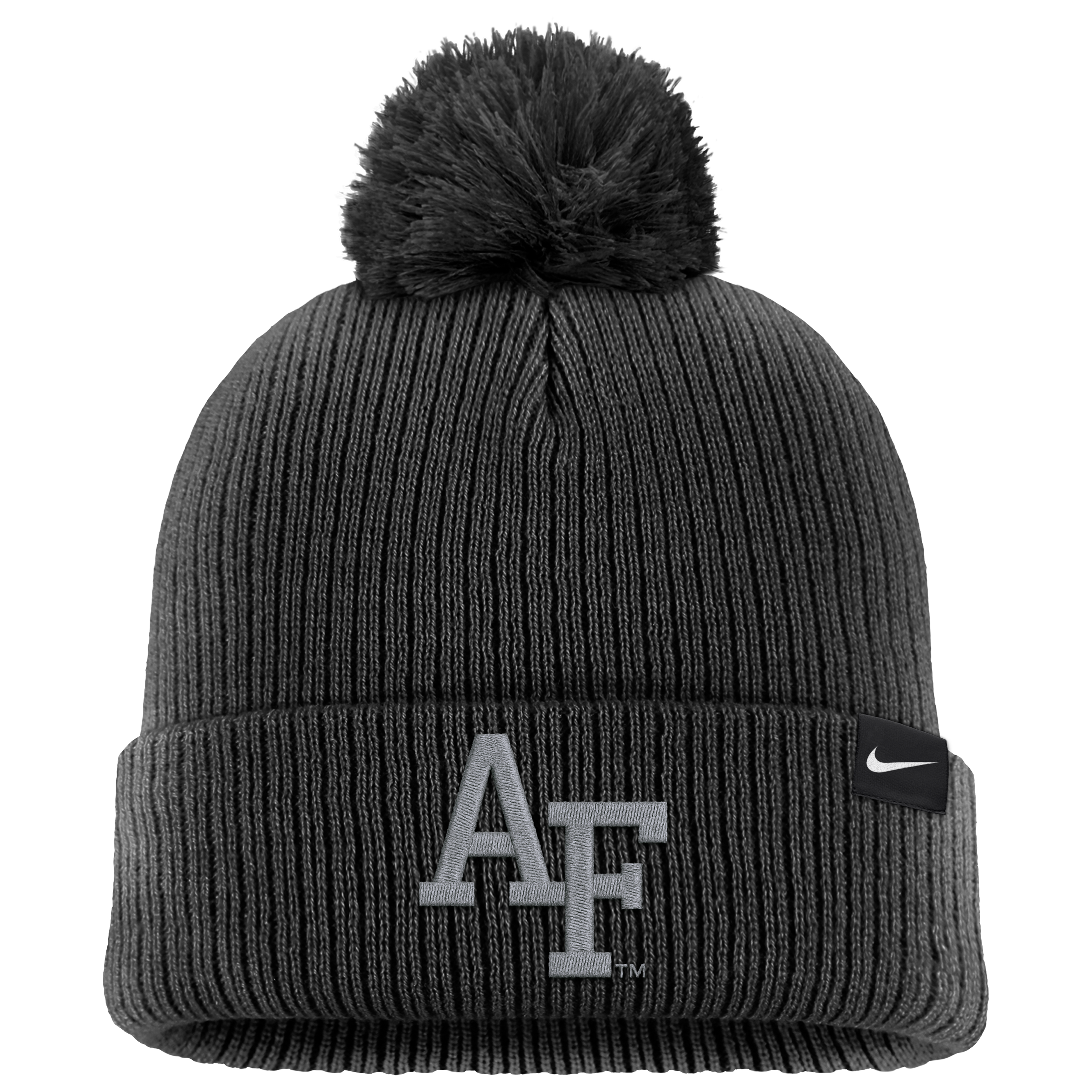 Bonnet Nike Air Force Falcons Rivalry Collection Peak Knit noir pour homme avec pompon