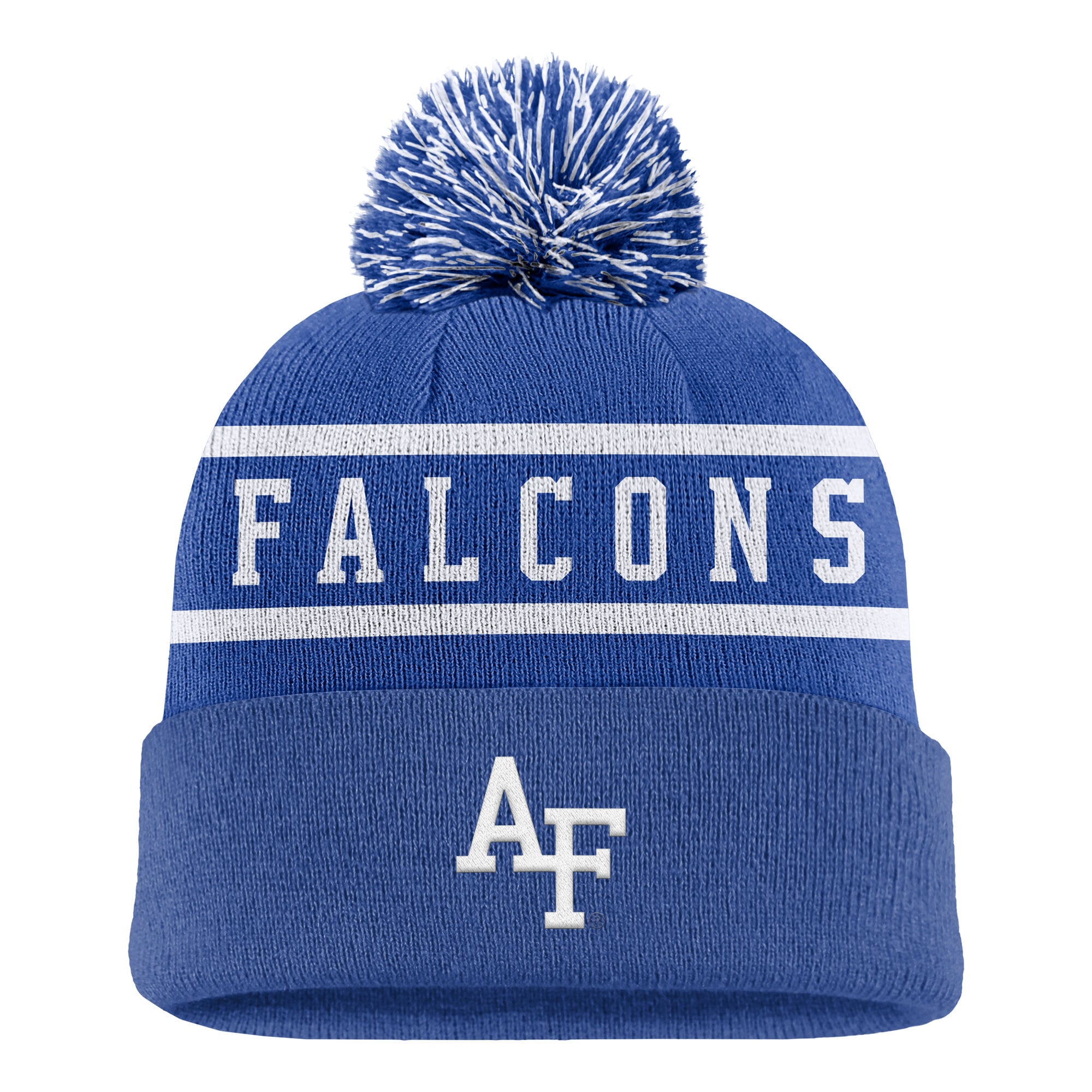 Men's Nike Royal Air Force Falcons Peak Cuffed Knit Hat with Pom