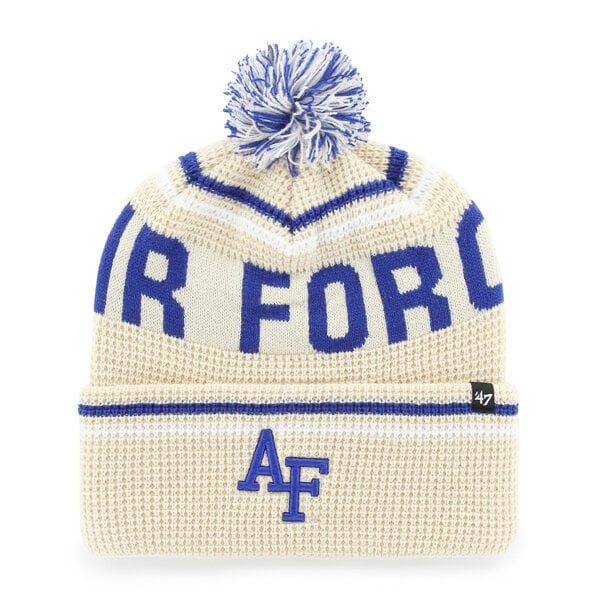 Bonnet unisexe '47 crème Air Force Falcons en maille gaufrée à revers avec pompon