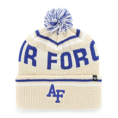  Air Force Falcons '47 Unisex Quattrle Waffle Cuffed Knit Hat with Pom - Cream