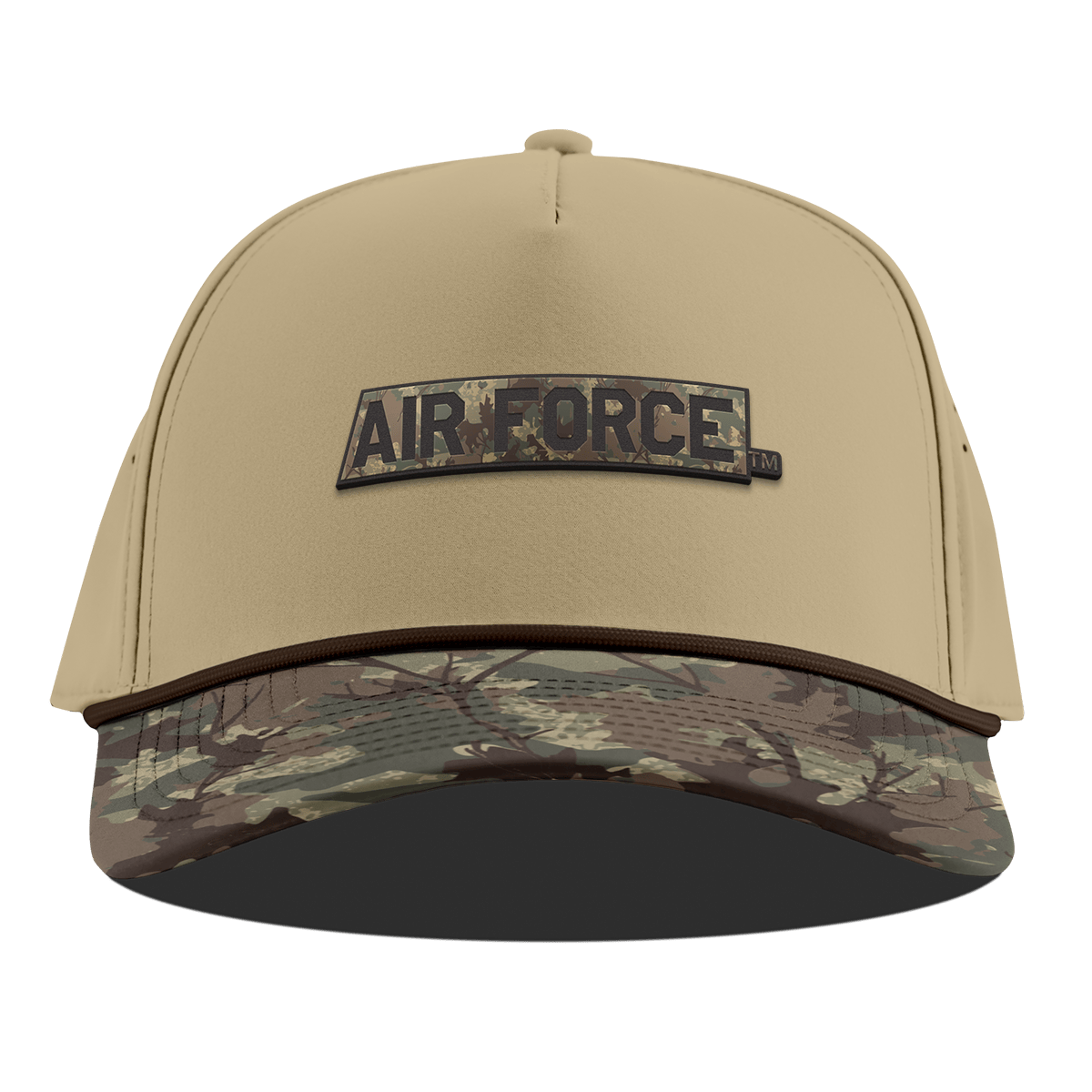 Casquette unisexe ajustable Air Force Falcons couleur camel Timber Camo, couleur beige.