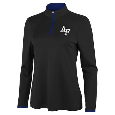 Air Force Falcons Antigua Women's Brink Quarter-Zip Pullover - Black/Royal