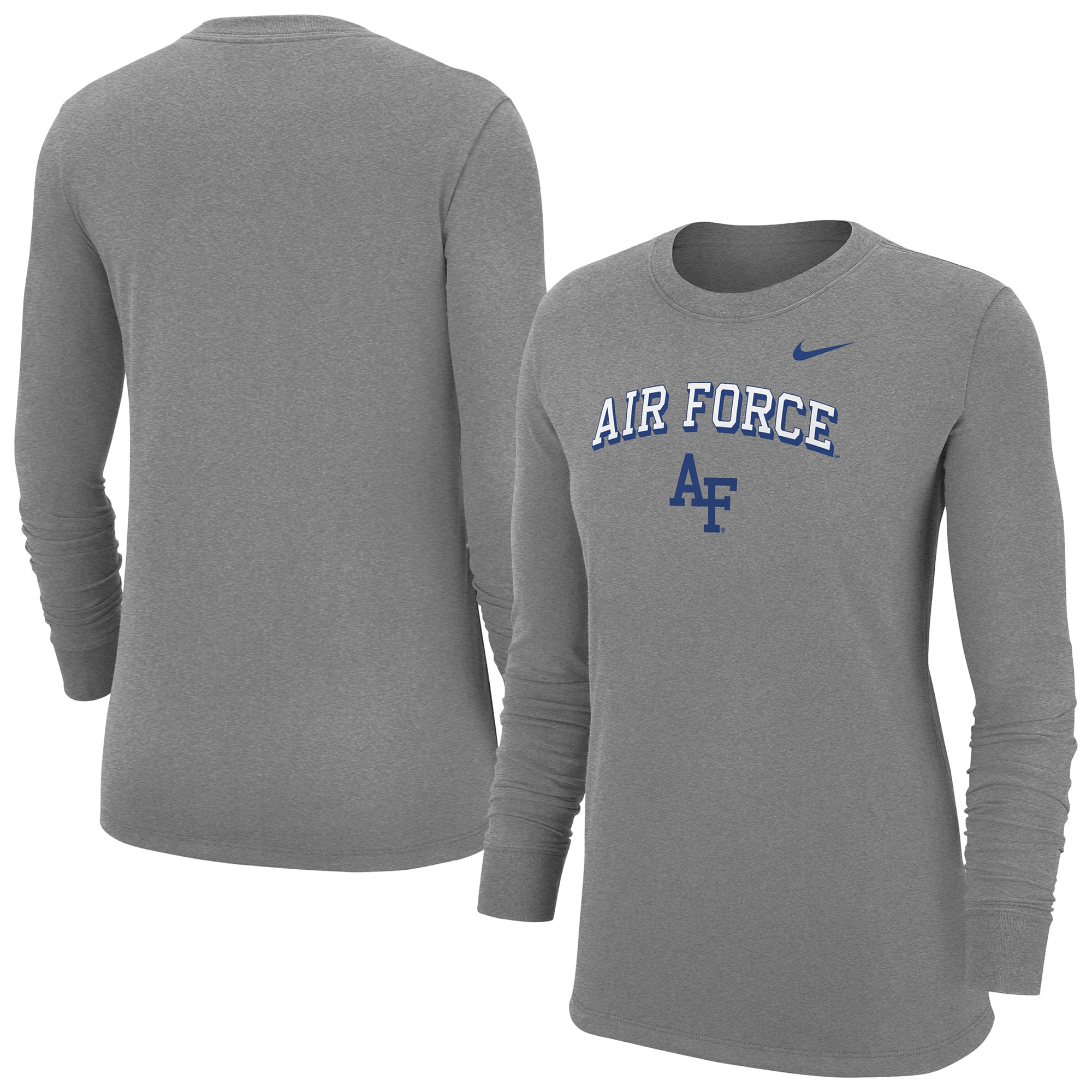 T-shirt à manches longues Nike Air Force Falcons Core gris chiné pour femme