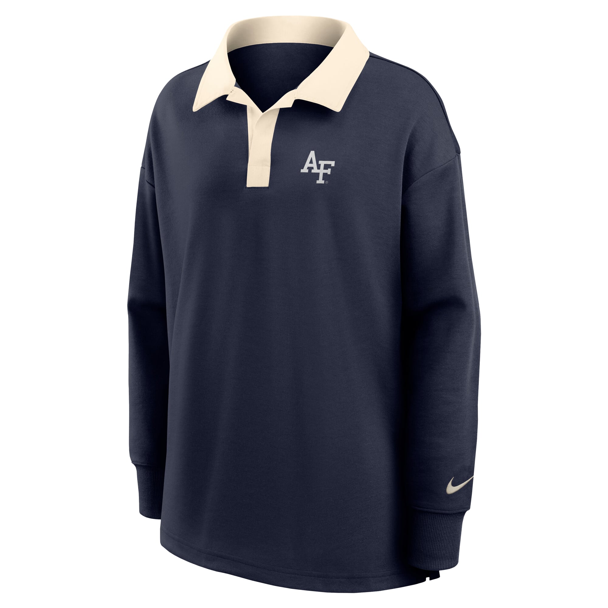 Women's Nike Navy Air Force Falcons Oversized Dri-FIT Long Sleeve V-Neck Polo