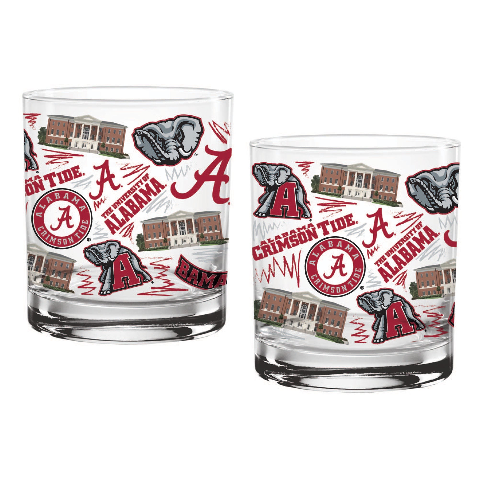 Lot de deux verres locaux de 14 oz de l'Alabama Crimson Tide