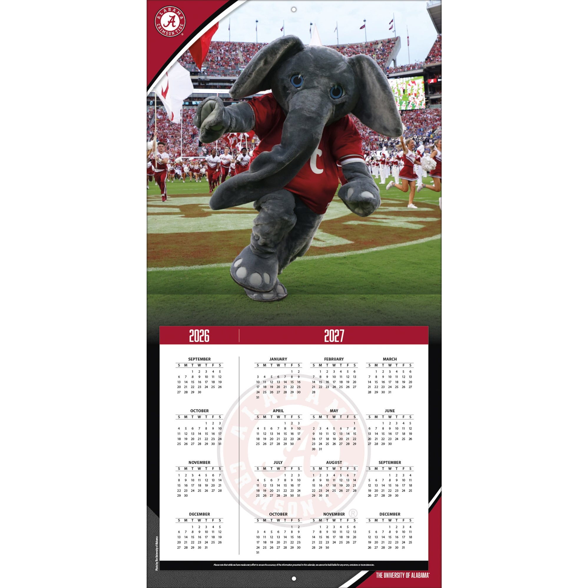 Alabama Crimson Tide 2027 12” x 12” Team Wall Calendar