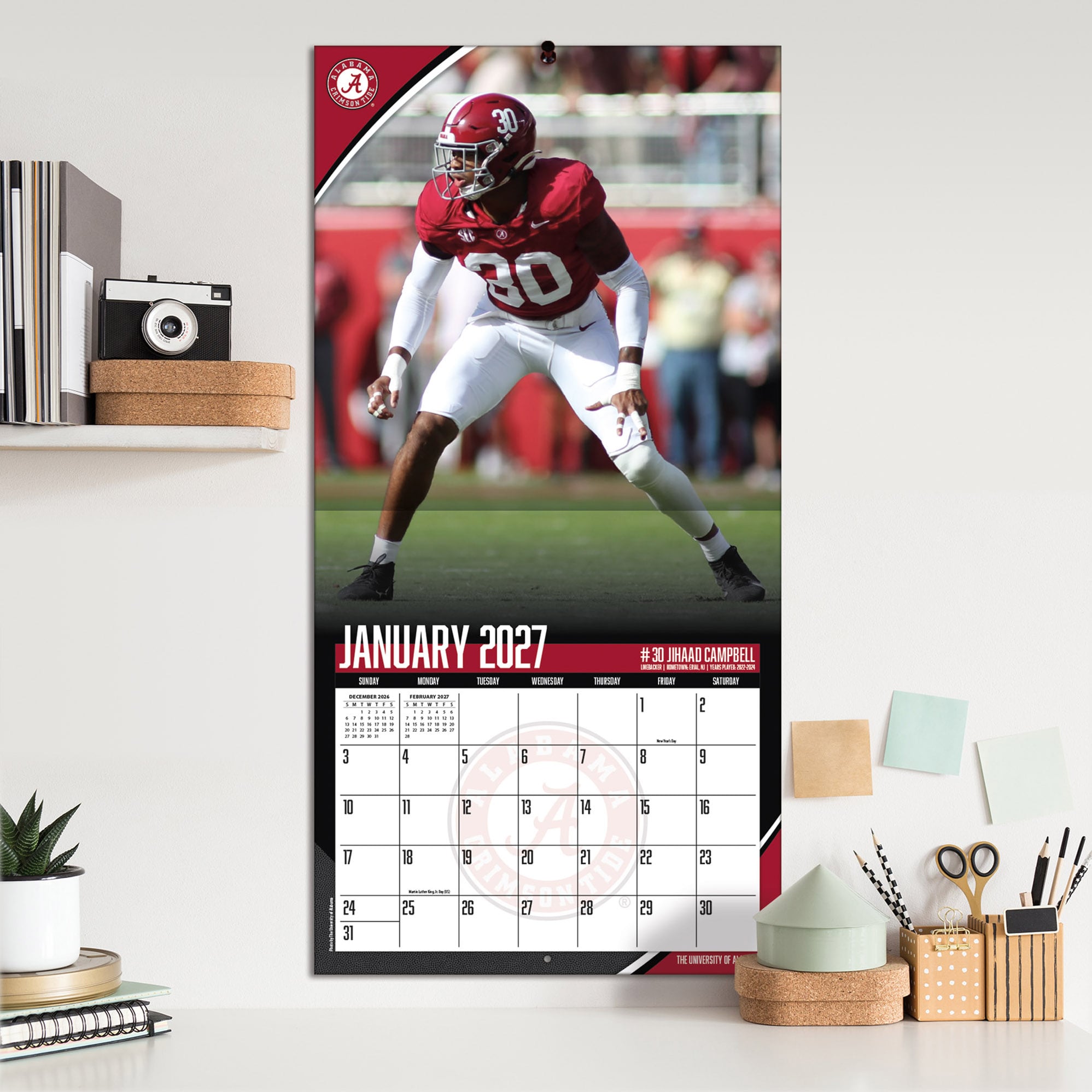 Alabama Crimson Tide 2027 12” x 12” Team Wall Calendar