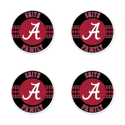 Alabama Crimson Tide 4" Personalized Circular Coasters 4-Pack Set