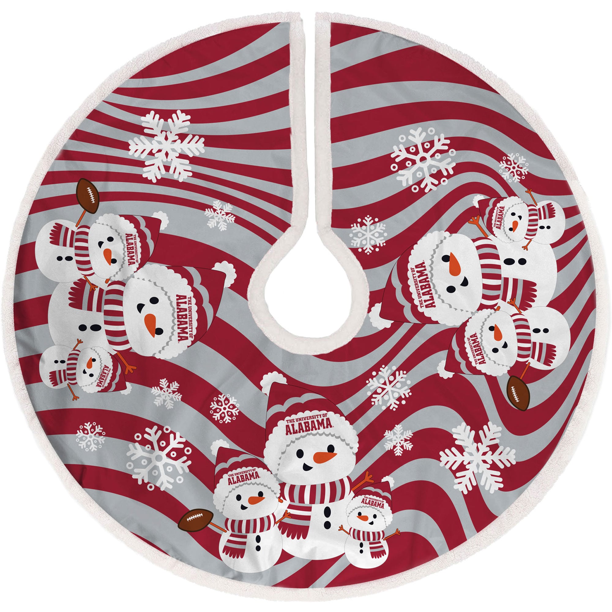 Alabama Crimson Tide Snowman Sherpa Christmas Tree Skirt