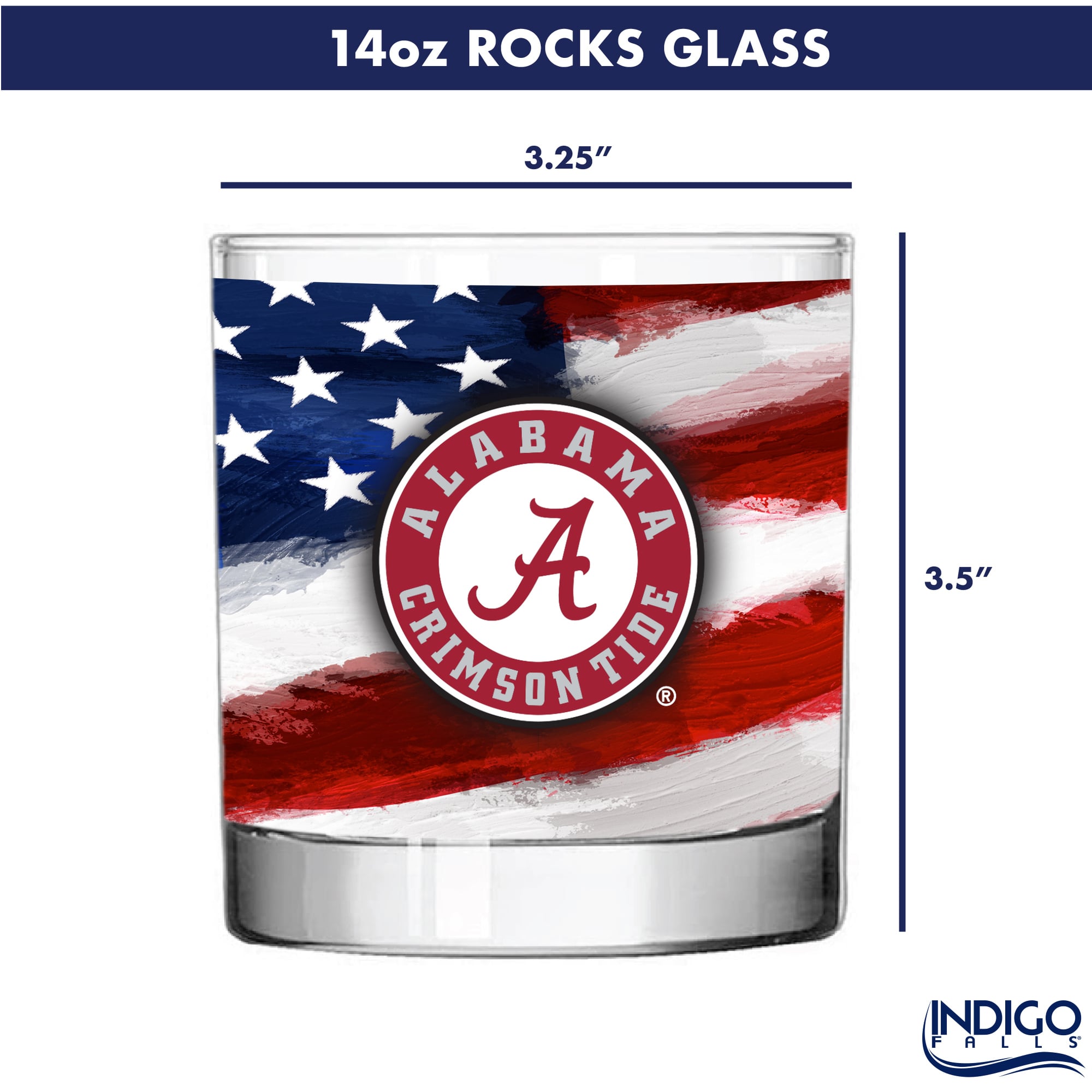 Coffret de deux verres à whisky Alabama Crimson Tide de 414 ml (14 oz) style Americana