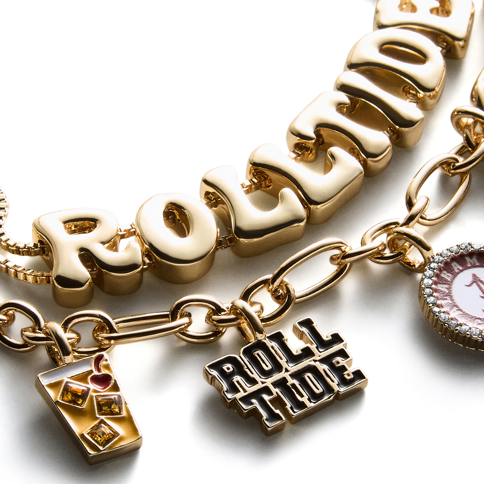 Ensemble de deux bracelets délicats à breloques et slogan BaubleBar Alabama Crimson Tide