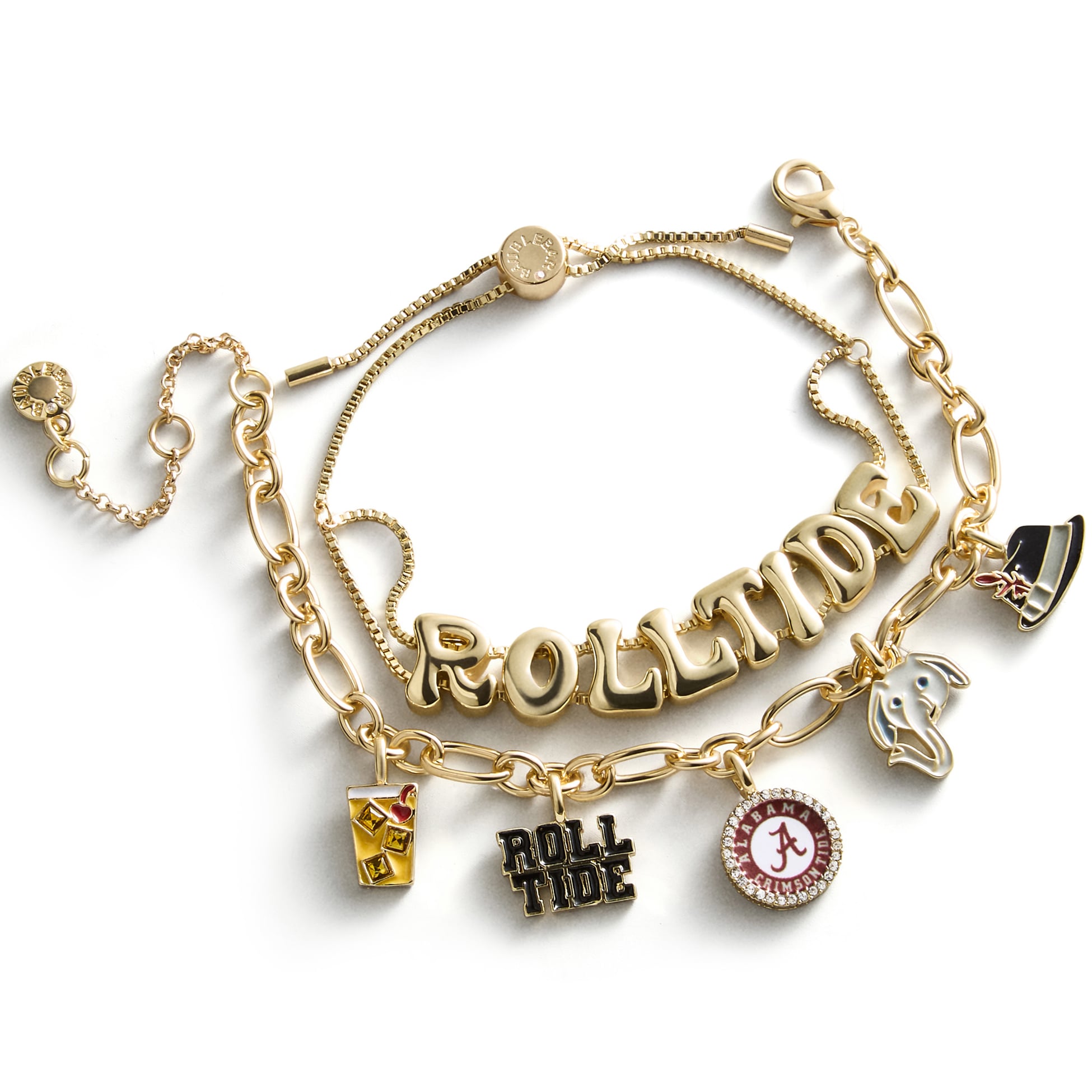 Ensemble de deux bracelets délicats à breloques et slogan BaubleBar Alabama Crimson Tide