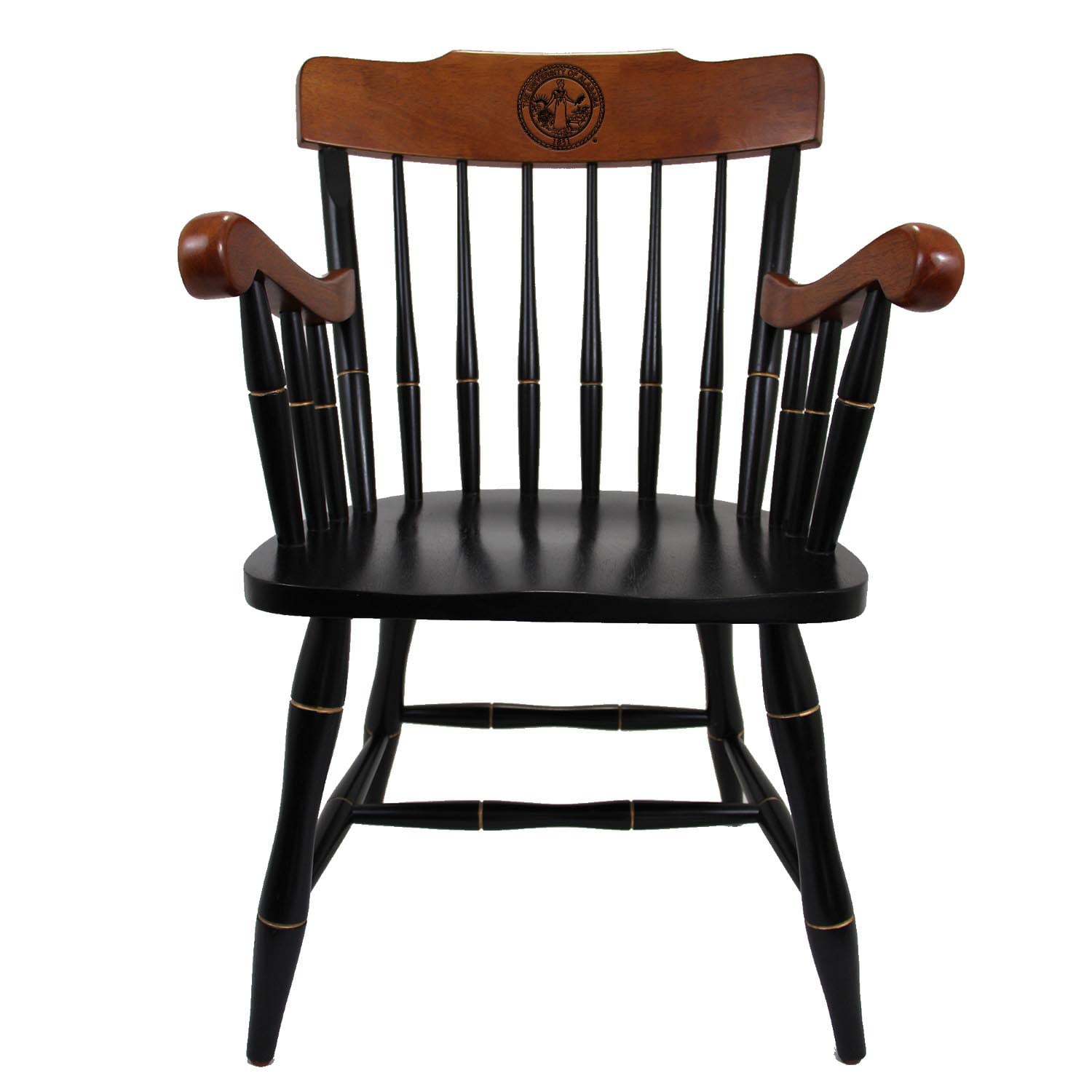 Roll Tide Rocking Chair Black Alabama Crimson Tide Seal Logo Captains Chair with Cherry Arms ...