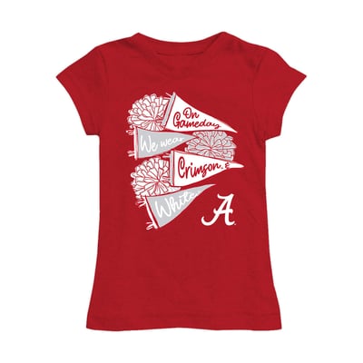 Alabama Crimson Tide Vive La Fete Girls Toddler Game Day Spirit Cheer Fitted T-Shirt - Red