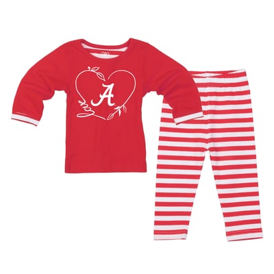  Alabama Crimson Tide Wes & Willy Girls Toddler 2-Piece Long Sleeve Top and Pants Set - Crimson