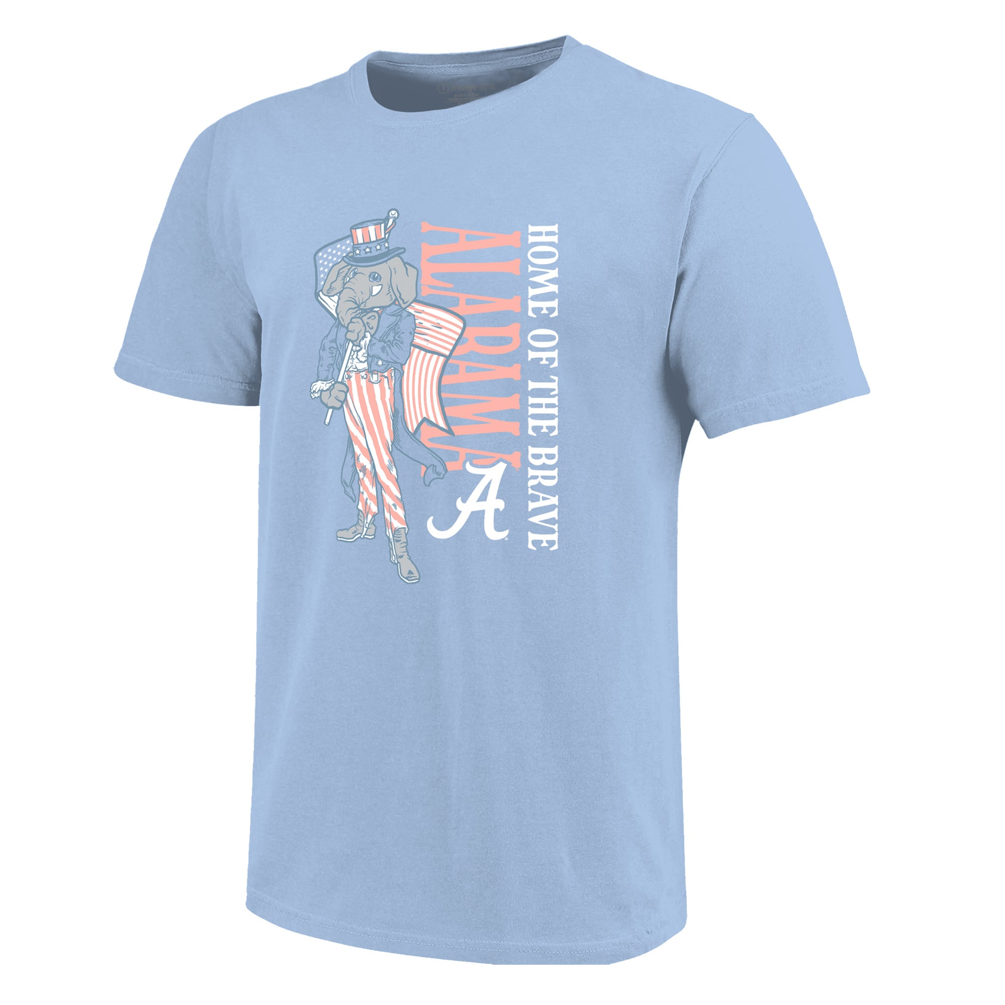 Girls Youth  Light Blue Alabama Crimson Tide Americana Mascot Flag T-Shirt