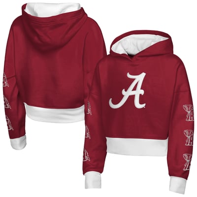 Alabama Crimson Tide Outerstuff Girls Youth Fair Catch Poly Fleece Hoodie - Crimson