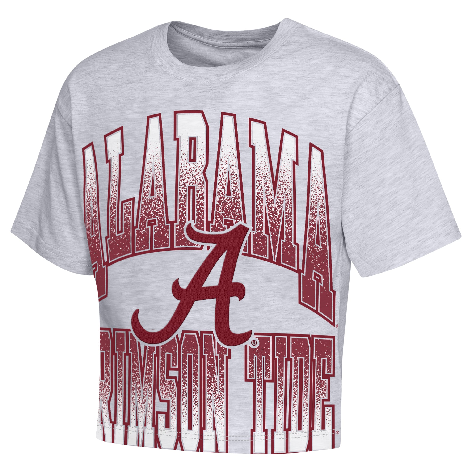 Girls Youth Outerstuff Heather Gray Alabama Crimson Tide Big Team Energy Cropped Boxy T-Shirt