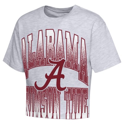Alabama Crimson Tide Outerstuff Girls Youth Big Team Energy Cropped Boxy T-Shirt - Heather Gray