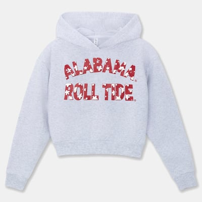 Sweat à capuche court Alabama Crimson Tide ZooZatz pour filles - Gris