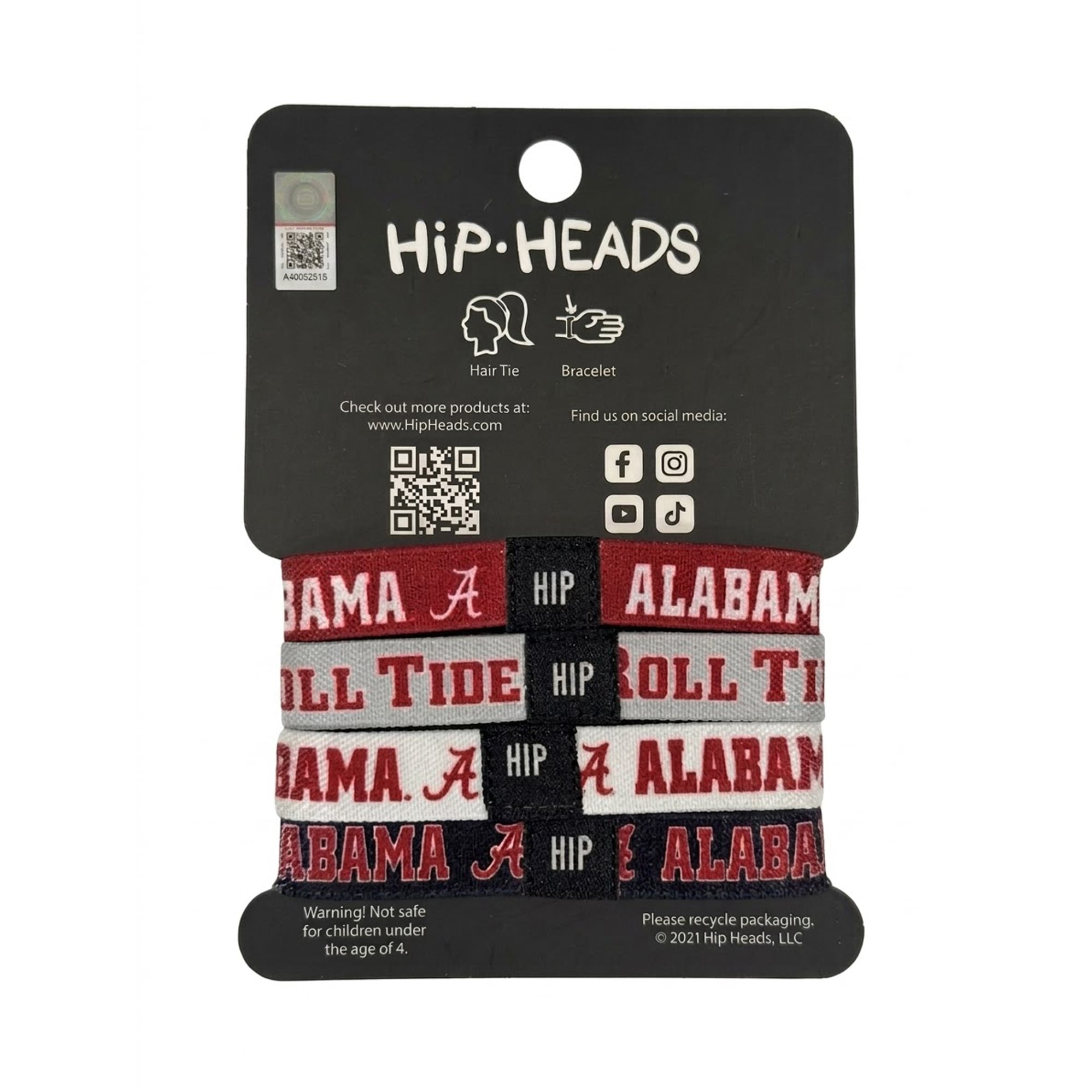Bracelets élastiques à cheveux Hip Heads Alabama Crimson Tide (lot de quatre)